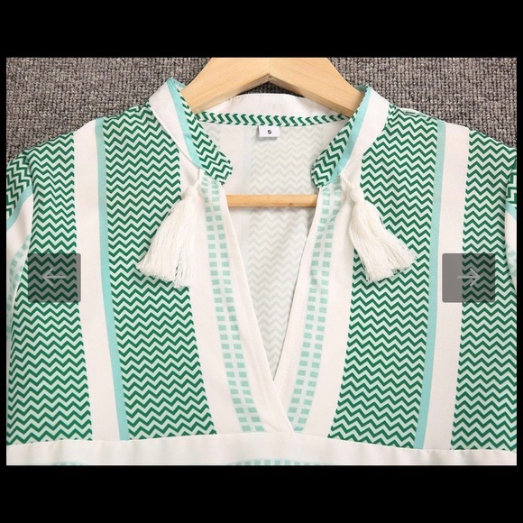 Chic Color Block Print Bell Cuff Sleeve Mini Dress - Picture 4 of 11